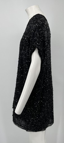 Armani Collezioni Retail-$1195 Navy Sequin Cap Sleeve Shift Dress sz 10 NWT - Picture 2 of 5