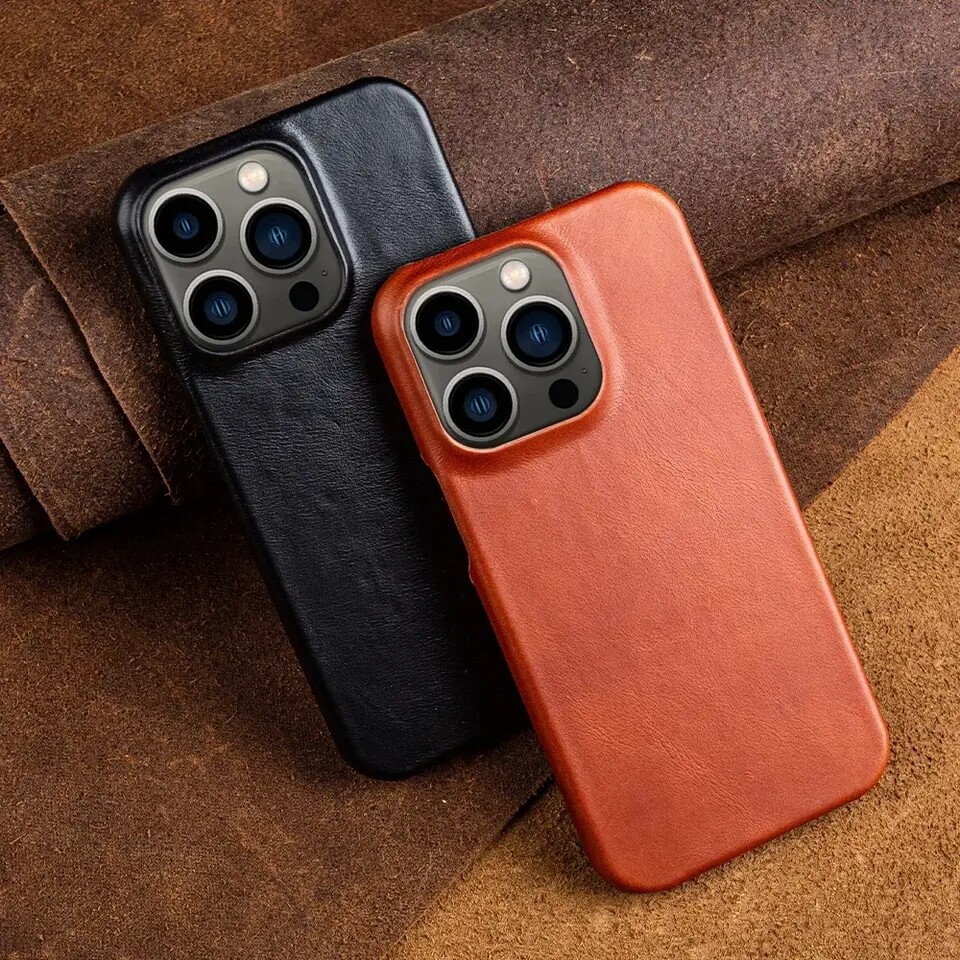 Oil Wax Luxury Genuine Leather Retro Phone Case For iPhone 17 16 Pro Max Cover Oil Wax Luxury Genuine Leather Retro Phone Case For iPhone 17 16 Pro Max Cover