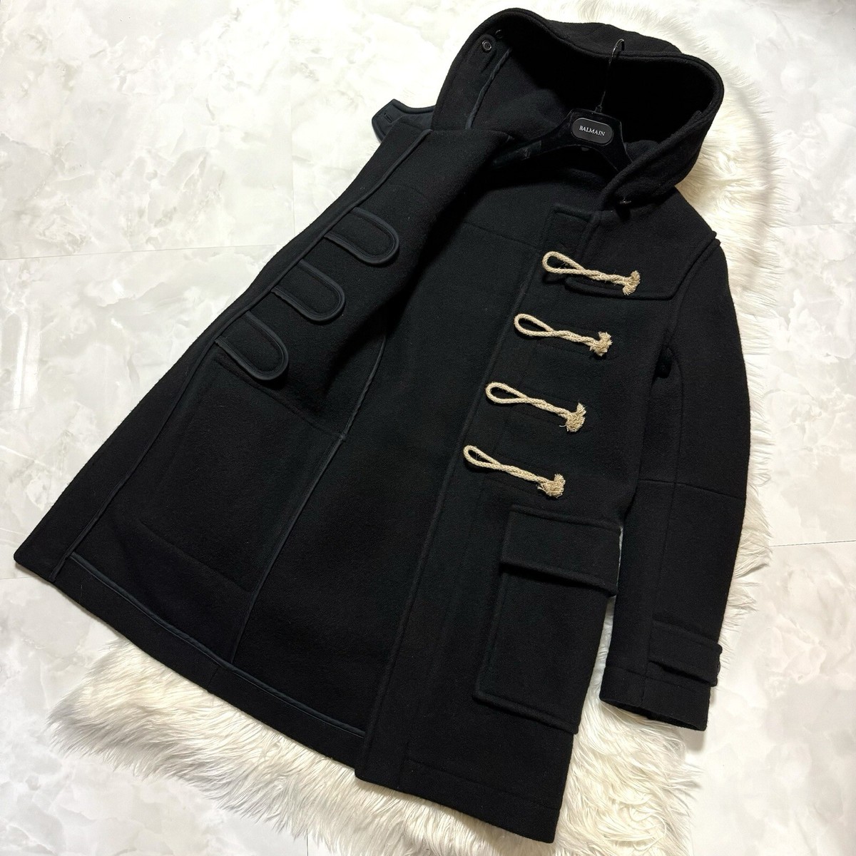 【極美品✨】BALMAIN バルマン ダッフルコート ブラック 44 Balmain ウール ダブルコート | ブラック | FARFETCH JP
