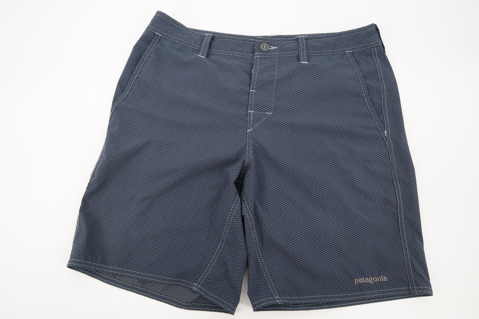 Patagonia Mens 34 Terre Planing Walk Shorts Navy Geometric Boardshorts