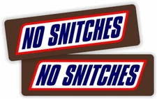 pair - funny NO SNITCHES Hard Hat Stickers Construction Helmet Decals Bad Ass