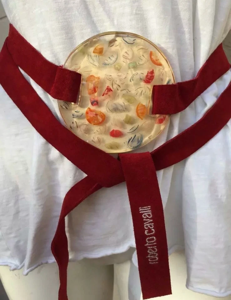 CINTURÓN HIPPIE ROBERTO CAVALLI PRECIOSO GRANDE LUCITE Y GAMUZA MOD TALLA ÚNICA Foto 4 de 4