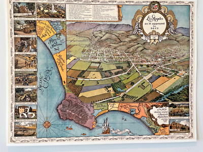 1891 Los Angeles California Vintage Old Panoramic City Map - 20x30