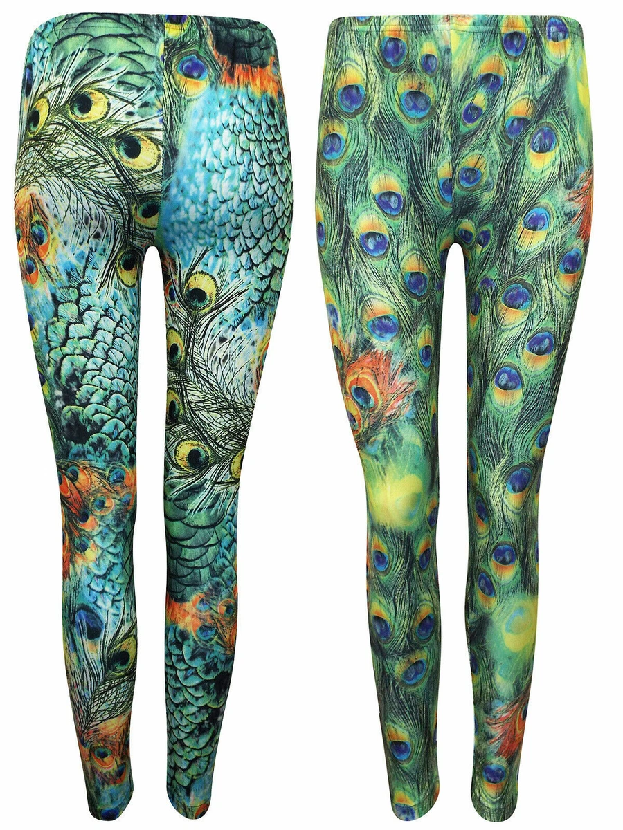 Peacock Printed Legging Green Ladies Feather Yoga Bottom Stretchy Digital  Pants