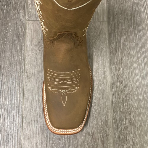 WOMEN'S WESTERN RODEO SQUARE TOE COWGIRL WITH FLOWERS ON SHAFT TAN AND BLACK 071 - Picture 5 of 10