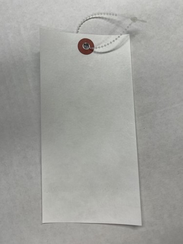 White Tyvek Tags With Fasteners, 6 1/4" x 3 1/8" (size 8), 1000/Case - Picture 2 of 3