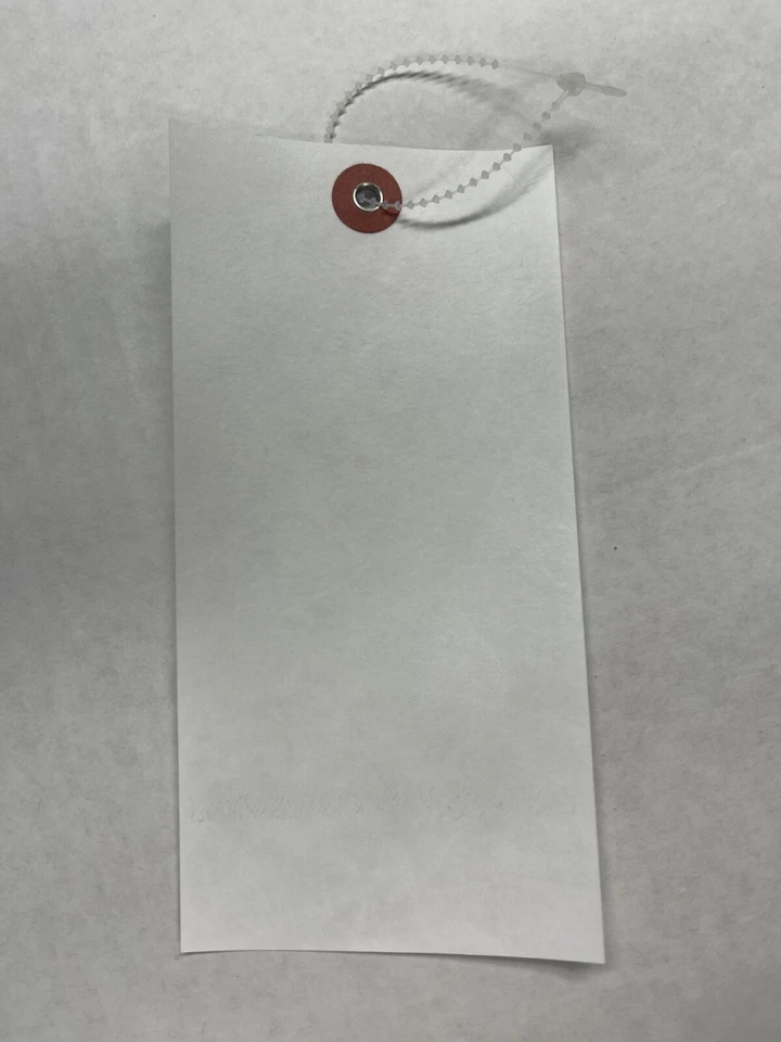 White Tyvek Tags With Fasteners, 6 1/4" x 3 1/8" (size 8), 100/Case - Image 2 of 3