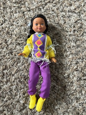 Vintage 1992 Kid Kore Doll Native American Girl Yellow Purple Outfit 7 
