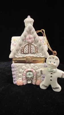 Lenox Treasures First Issue Gingerbread Holiday Surprise Trinket Box & Ornament