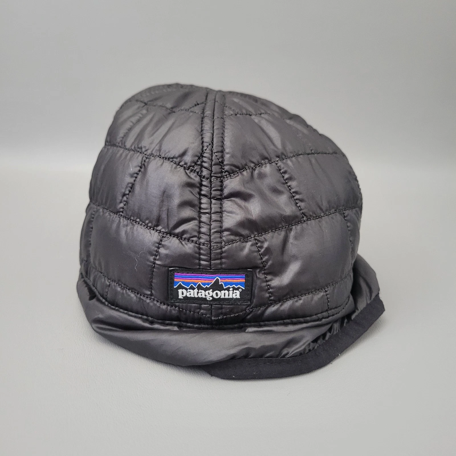 Patagonia Quilted Insulated Duckbill/Nano Puff Earflap Cap Hat Black Size ?