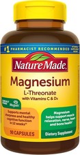 Nature Made Magnesium L-Threonate with Vitamin C & Vitamin D3, Provides 130 mg o