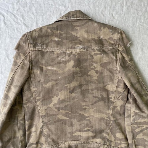 Balmain Camo Damaged Leather Rider Jacket XS Denim Style New - Picture 10 of 16
