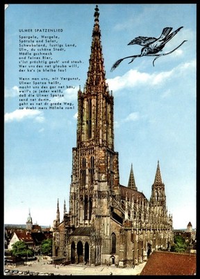 Vintage Ulm Minster Germany Postcard Ulmer Spatzenlied Bodan Quality Card