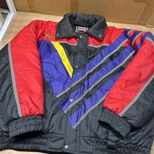 Yamaha Vintage 1990s Snowmobile Puffer Jacket Quilted Lining Multicolor Mens XXL
