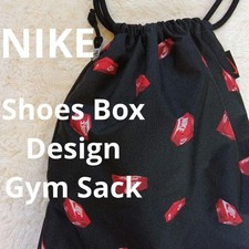 Nike Shoe Box Pattern Gym Sack Black Red White With Pocket Vhtf Men Bag LTD Coll