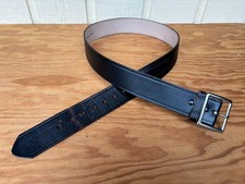 Handmade in USA of top grain cowhide leather men's belt size 38. Black.