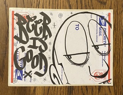 Broke One PTV signierter handgezeichneter USPS Postaufkleber Graffiti Urban