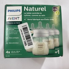 Philips AVENT Natural Glass Baby Bottles Nipples Rings 4pck 4Oz NEW