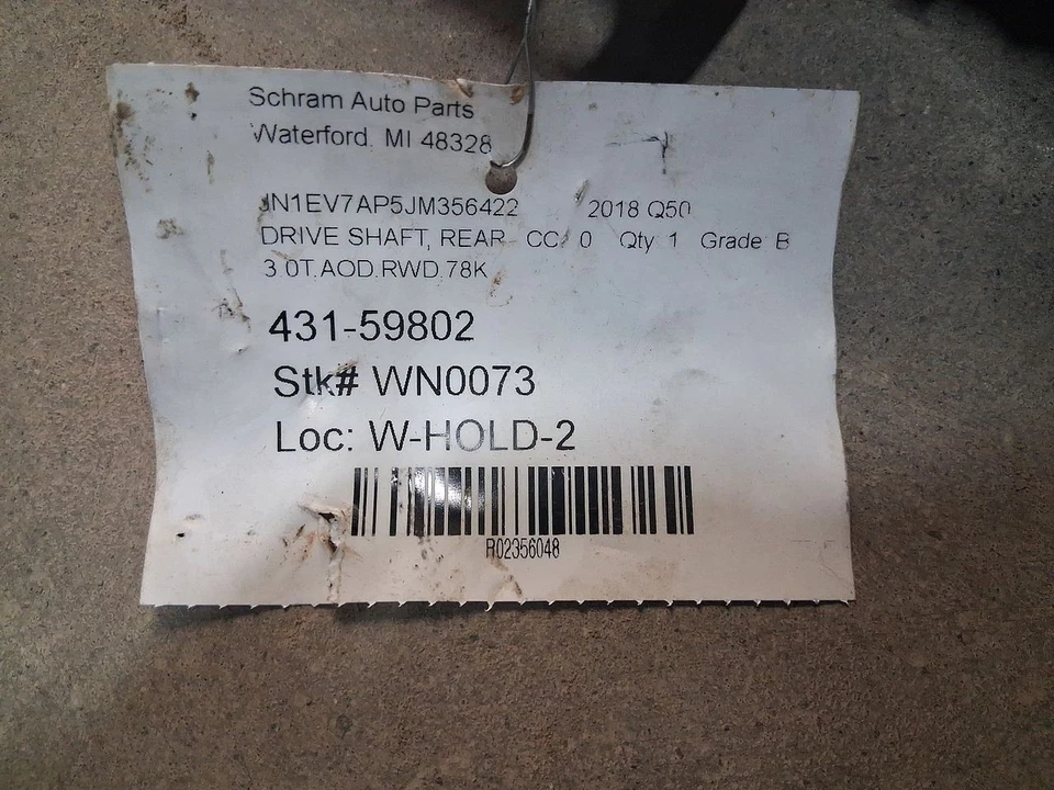 Rear Drive Shaft 370004GZ0A Fits 16-23 Infiniti Q50 RWD 2356048 - Image 4 of 4