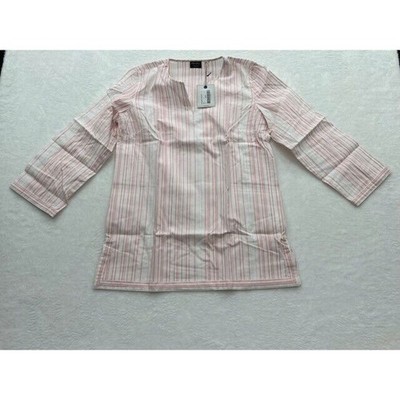 UNTUCKit Durfort Tunic Blouse 3/4 Sleeve Striped Pattern White Pink Size 6 NEW
