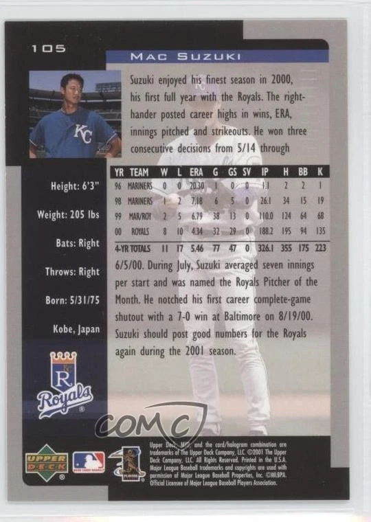 2001 Upper Deck MVP Mac Suzuki #105 - Image 2 of 2