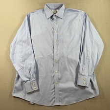 Charles Tyrwhitt Non Iron Classic Fit Dress Shirt Mens 17.5 36 Blue Solid Button