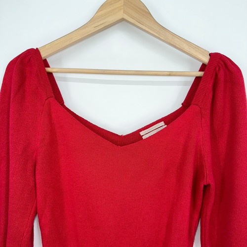 Anthropologie Sweetheart Puff Sleeve Sweater Balloon Sleeve Pullover, XS, Red - 第 6/13 張圖片