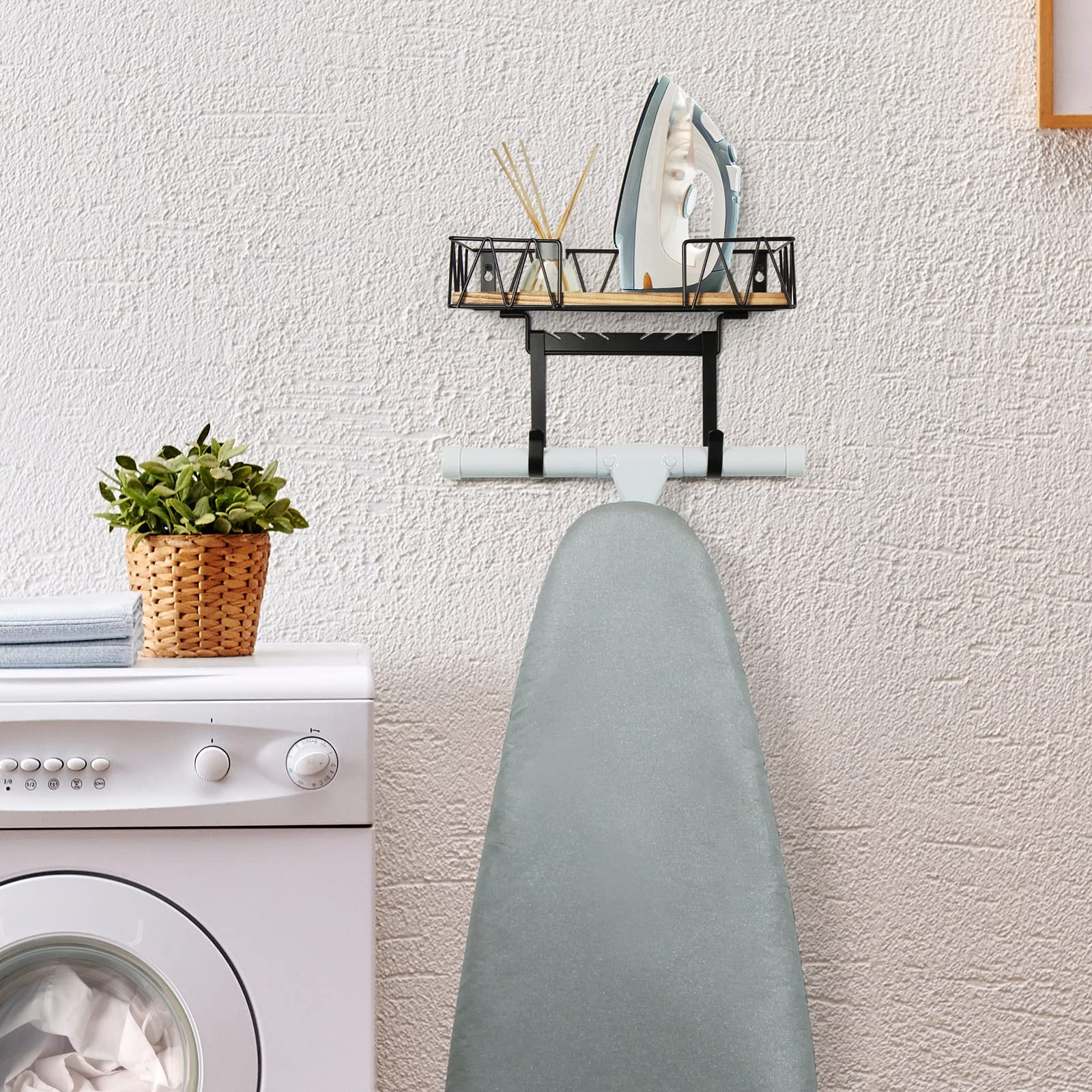 Ironing Board Holder Wall Mount - Laundry Room Iron and Ironing Board Hanger ...