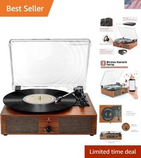 Vinyl Record Player Bluetooth Vintage 3-Speed Portable Turntables with Built-...