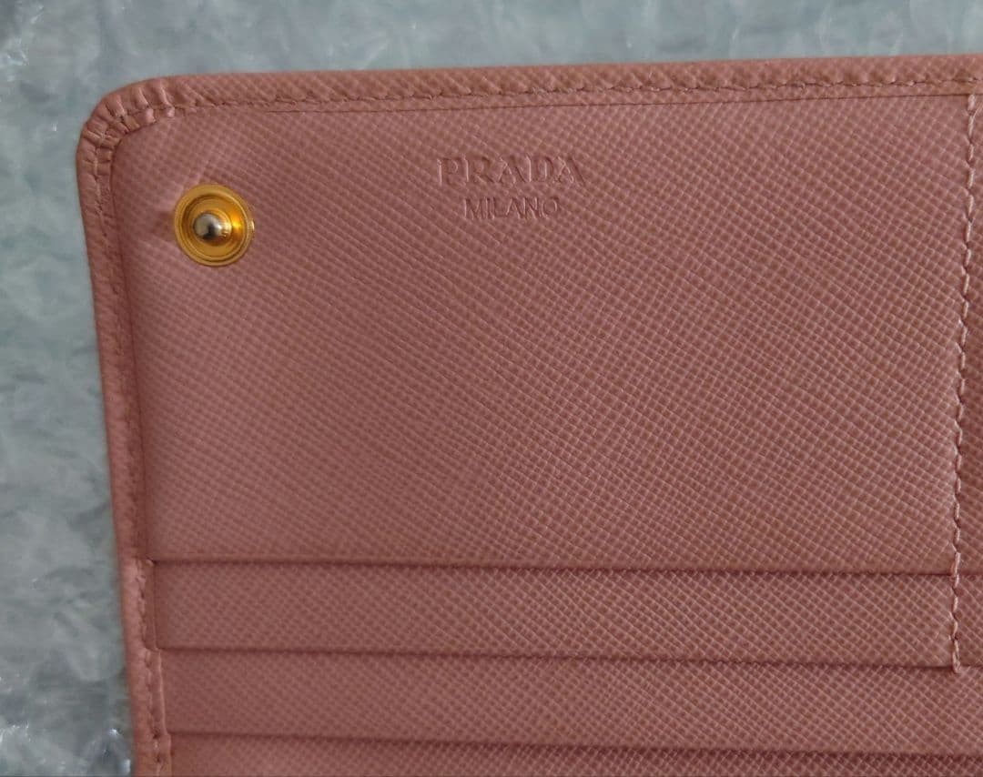 PRADA Saffiano Leather Ribbon Bow Long Wallet Pink With Exterior Back Zipper Pur thumbnail 23