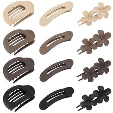 12 Pcs Flat Hair Clips for Women, 3 Styles Matte Flower Neutral