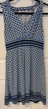 Max Studio Dress Womens Small Multi Geo Print Sleeveless V Neck Pullover