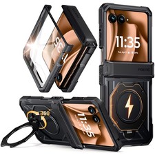 For Moto Razr Plus 2025/2024/2026 Case Poetic Magnetic Stand Cover Black/Black