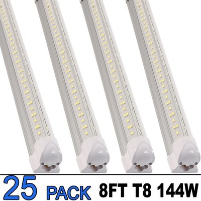 144W T8 LED Tube Lights  8FT LED Shop Light Ceiling Fixture 6500K 25 Pack
