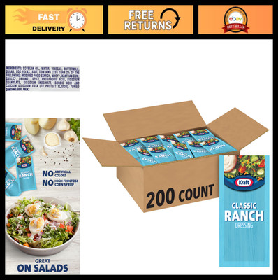 Single Serve Ranch Salad Dressing Pack of 200, 0.44 oz Convenient Portion Packs