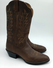 ARIAT Boots Womens 7.5 C Heritage Western R Toe Brown Leather NEVER WORN OUTSIDE