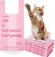 125 Count Cat Poop Bags Cherry Blossom Scented with Handles, Disposable Litter B