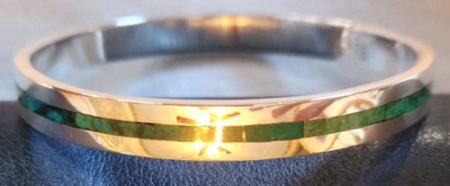 Turquoise Sterling 925 Silver Bangle Bracelet Mexican Artisan TAXCO 925