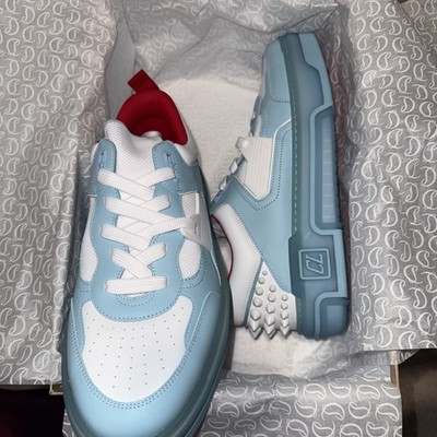 Christian Louboutin Astroloubi White Blue Spike Sneakers Shoes