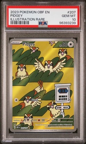 Pidgey 207/197 Illustration Rare Obsidian Flames GEM MINT PSA 10