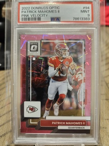 2022 Panini Donruss Optic Patrick Mahomes II #94 Pink Velocity Prizm #/79 PSA 9