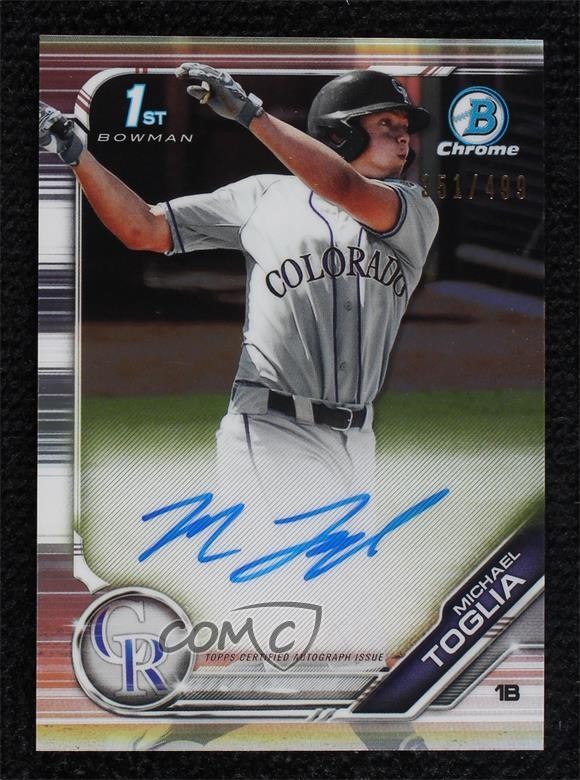 2019 Bowman Draft Chrome Pick Refractor 351/499 Michael Toglia #CDA-MT Auto 1a4z