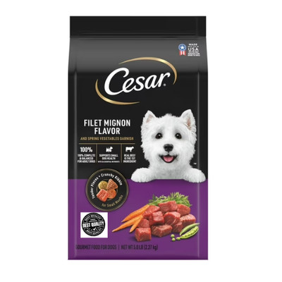 5 lb Bag Cesar Filet Mignon and Spring Vegetables Dry Dog Food