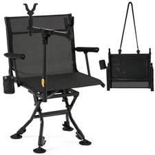 Danrelax 360° Swivel Hunting Chair w/ Gun Rest, Adjustable Rail, Mesh Back, Duck