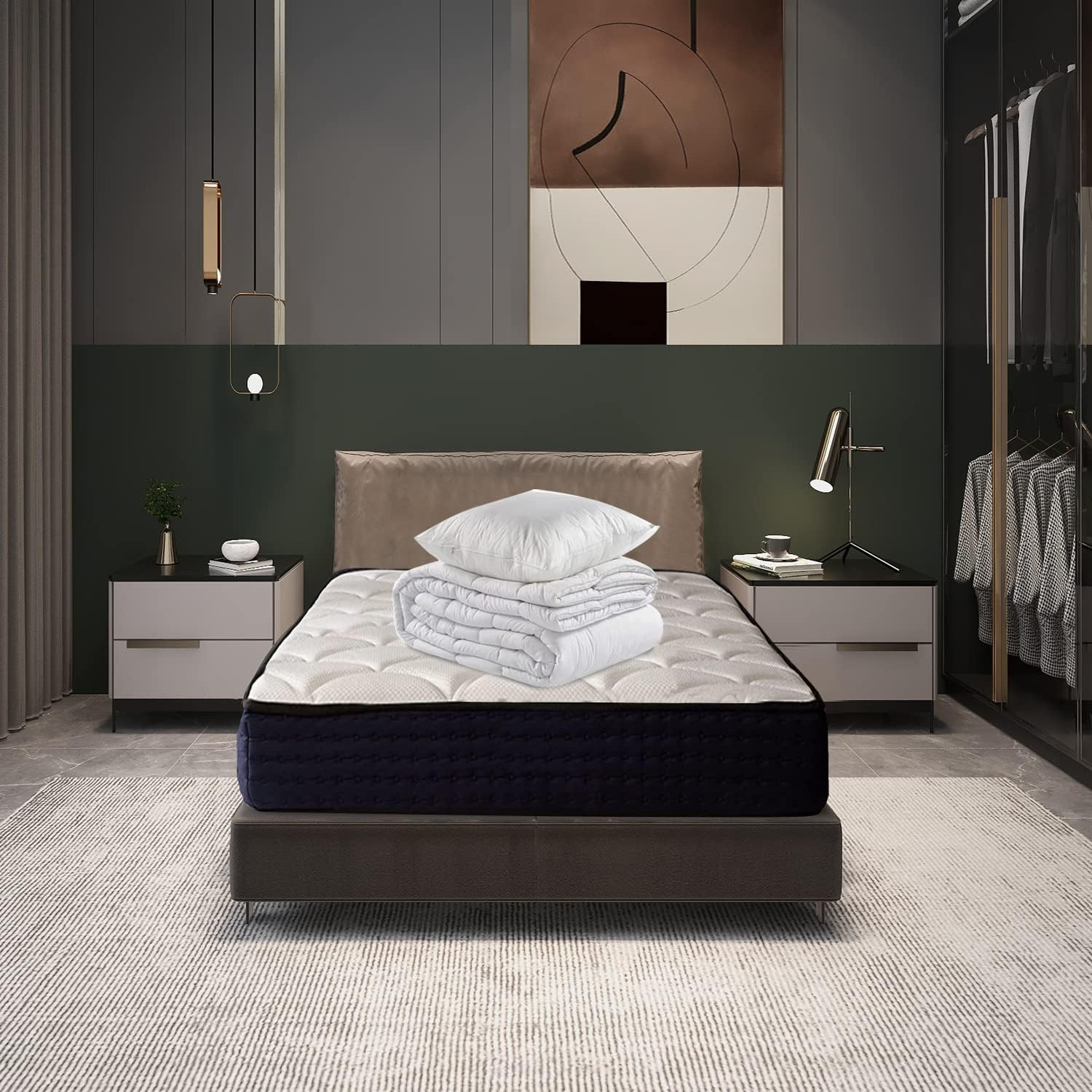 Matelas 90x190 contre le mal de dos avec oreiller ergonomique et couette thermique