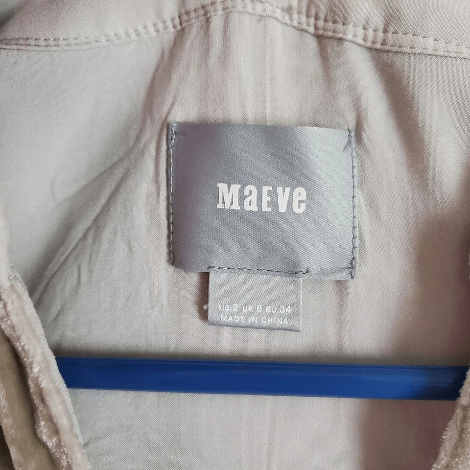 Túnica Maeve Anthropologie para mujer de terciopelo champán con botones en el cuello 2 Foto 3 de 4