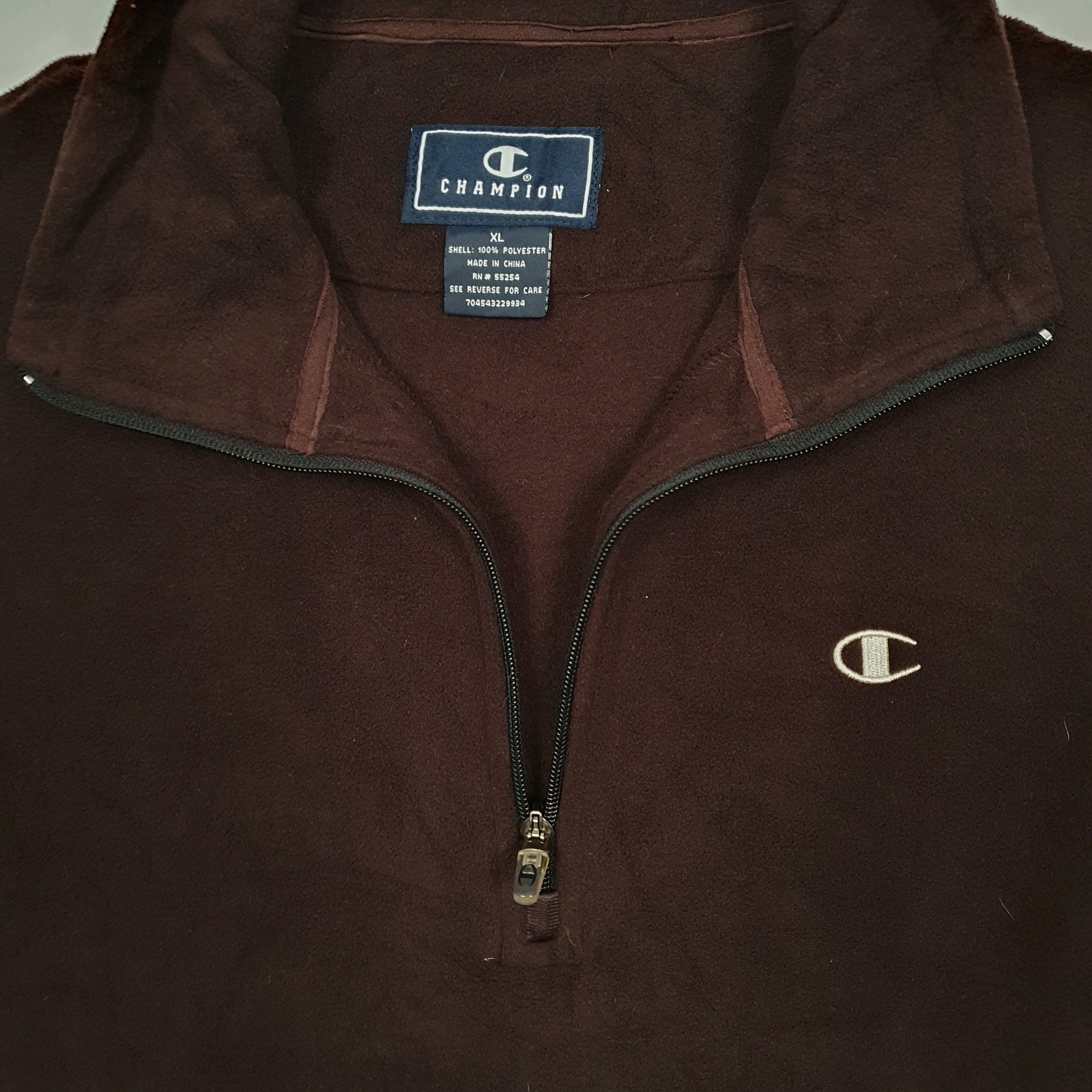 CHAMPION 1/4 Quarter Zip Polyester Fleece Jumper Mens XL image 2