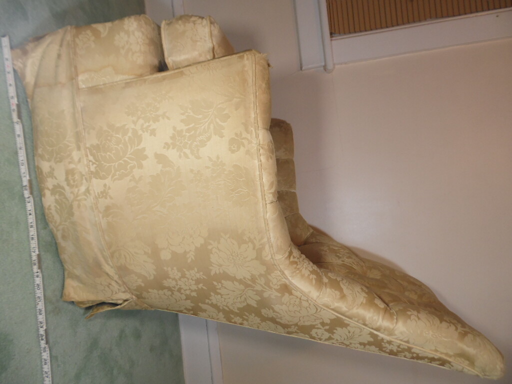 Kroehler Slipper Armchair White Brocade Diana MCM Mid Century - Main Image