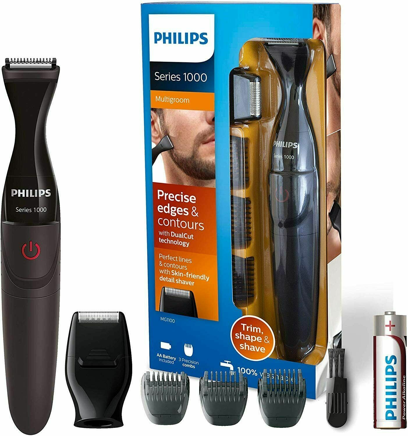 Tondeuse Philips MG1100 16 pour dessiner les contours de barbe sans irritation