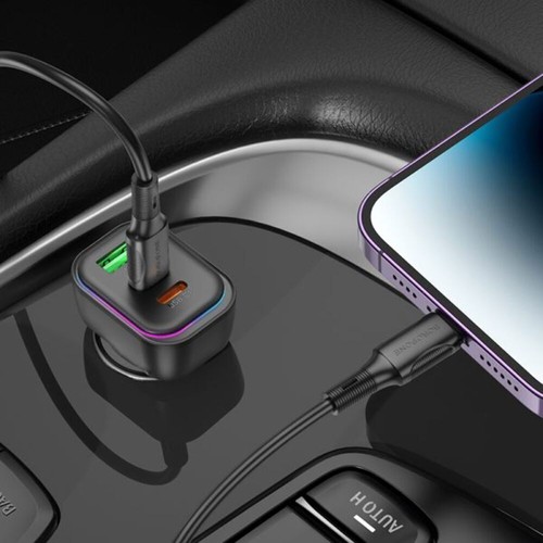 BOROFONE BZ28C Trophie PD60W(2C1A) car charger - black - Foto 2 di 7